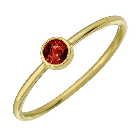 14k Yellow Gold Garnet Bezel Ring