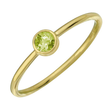 14k Yellow Gold Peridot Bezel Ring