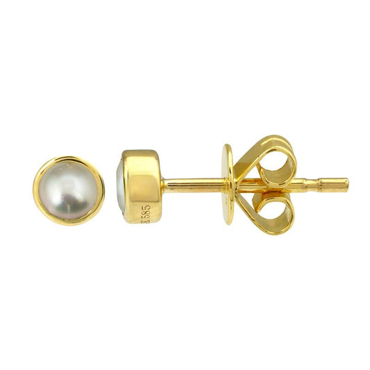 14k Yellow Gold Pearl Stud Earrings