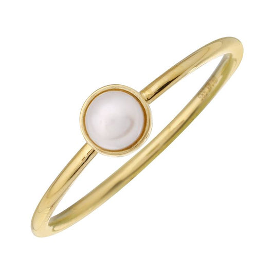 14k Yellow Gold Pearl Bezel Ring