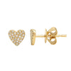 14k Yellow Gold Mini Heart Pave Diamond Stud Earrings