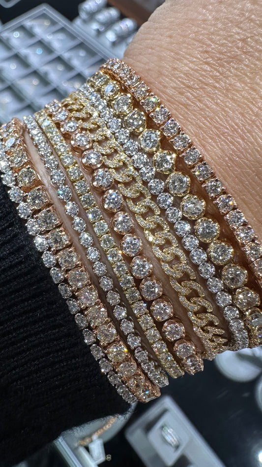14k Yellow Gold Diamond Cuban Link Bracelet .45ctw