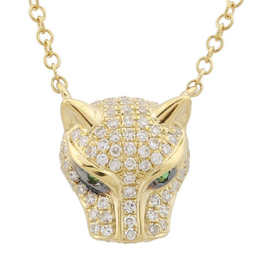 14k Yellow Gold Green Eye Diamond Panther Necklace