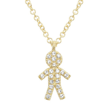 14k Yellow Gold Diamond Boy Necklace