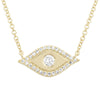 14k Yellow Gold Diamond Evil Eye Necklace .20ctw