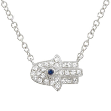 14k White Gold Horizontal Hamsa Diamond Necklace