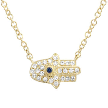 14k Yellow Gold Horizontal Hamsa Diamond Necklace