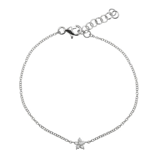 14k White Gold Mini Flower Diamond Bracelet