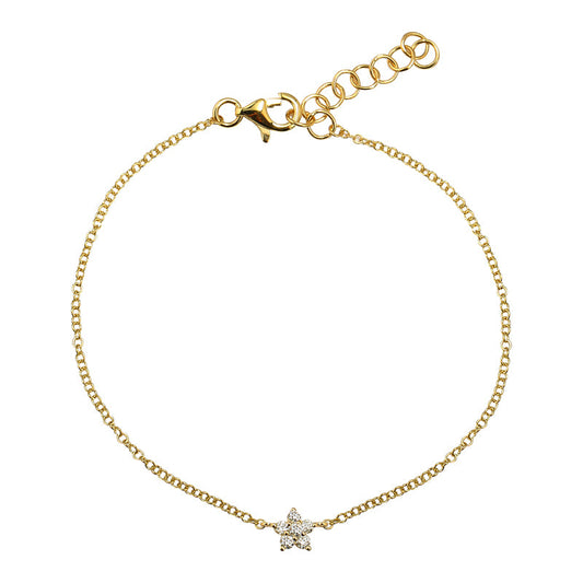 14k Yellow Gold Mini Flower Diamond Bracelet