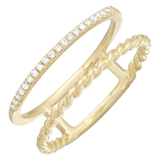 14k Yellow Gold Split Diamod & Twist Ring