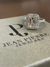 14k White Gold 3.00ct Lab Grown Emerald Diamond Halo Engagement Ring