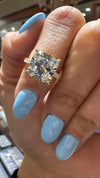 14k Yellow Gold 4.00ct Lab Grown Square Cushion Diamond Hidden Halo Engagement Ring