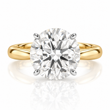 18k Yellow & White Gold Two Tone 3.02ct Natural Round Diamond Solitaire Engagement Ring