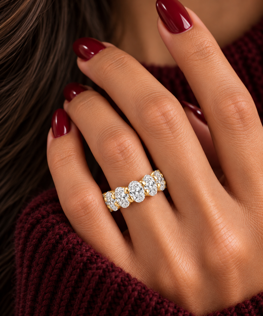 14k Yellow Gold Lab Grown Oval Diamond Eternity Band 8.00ctw
