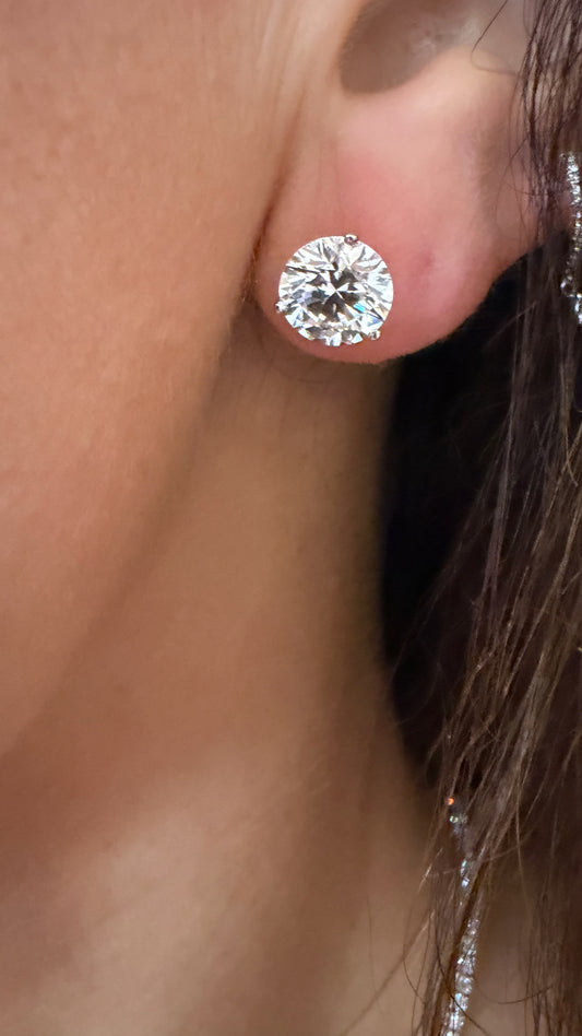 14k White Gold Lab Grown Round Diamond Stud Earrings 4.30ctw