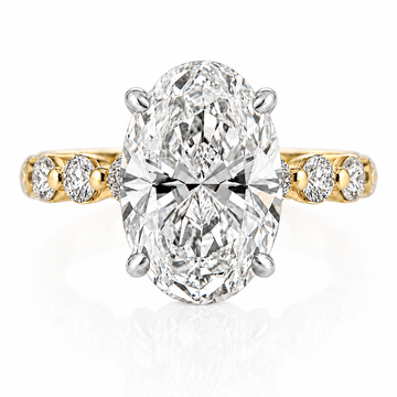 14k Yellow Gold 3.70ct Lab Grown Oval Diamond Band Engagement Ring