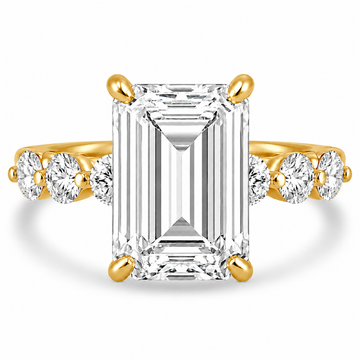 14k Yellow Gold 4.00ct Lab Grown Emerald Diamond Band Engagement Ring