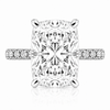 14k White Gold 6.00ct Lab Grown Elongated Cushion Diamond Band Engagement Ring