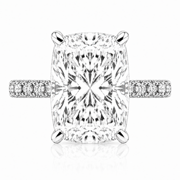 14k White Gold 6.00ct Lab Grown Elongated Cushion Diamond Band Engagement Ring