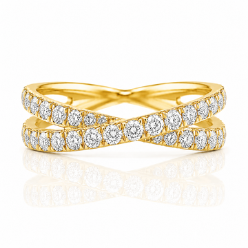 18k Yellow Gold Criss Cross Infinity Diamond Band 1.00ctw