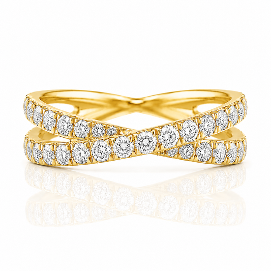 18k Yellow Gold Criss Cross Infinity Diamond Band 1.00ctw