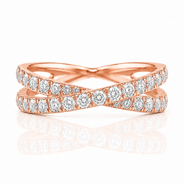 18k Rose Gold Criss Cross Infinity Diamond Band 1.00ctw