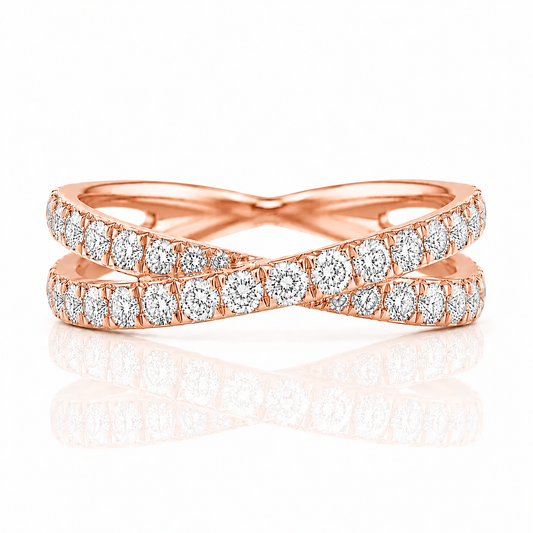 18k Rose Gold Criss Cross Infinity Diamond Band 1.00ctw