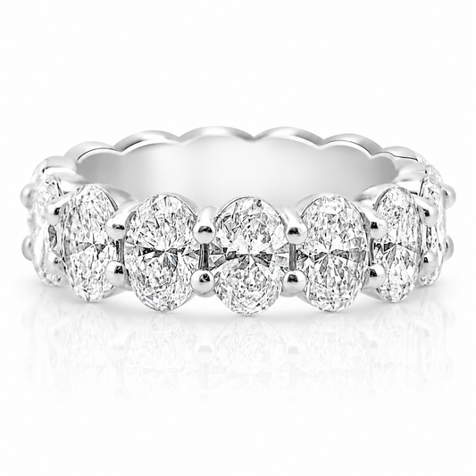 18k White Gold Lab Grown Oval Diamond Eternity Band 7.50ctw