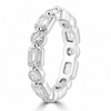 14k White Gold Multi Shape Lab Grown Round & Baguette Diamond Bezel Eternity Band 3.30ctw
