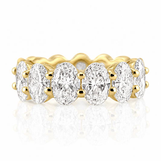18k Yellow Gold Lab Grown Oval Diamond Eternity Band 8.50ctw