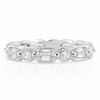 14k White Gold Multi Shape Lab Grown Round & Baguette Diamond Bezel Eternity Band 3.30ctw