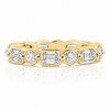 14k Yellow Gold Multi Shape Lab Grown Round & Baguette Diamond Bezel Eternity Band 3.30ctw