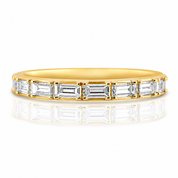 18k Yellow Gold Emerald Diamond East West Band .75ctw