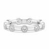 14k White Gold Lab Grown Diamond Eternity Milgrain Bezel Band .60ctw
