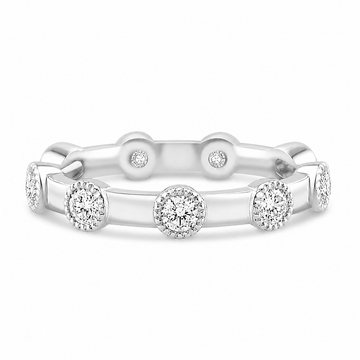 14k White Gold Lab Grown Diamond Eternity Milgrain Bezel Band .60ctw