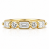 14k Yellow Gold Multi Shape Lab Grown Round & Baguette Diamond Bezel Band 1.50ctw