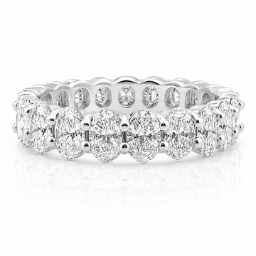 14k White Gold Lab Grown Oval Diamond Eternity Band 7.00ctw