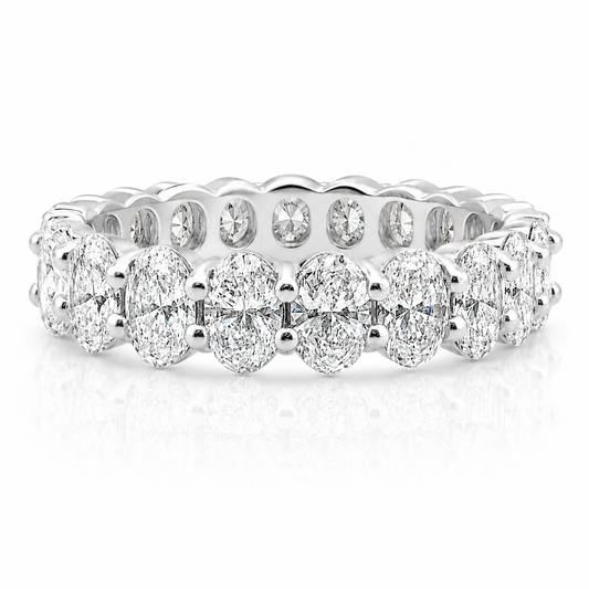 18k White Gold Lab Grown Oval Diamond Eternity Band 7.50ctw