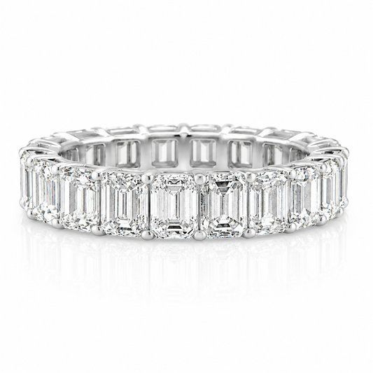 14k White Gold Lab Grown Emerald Diamond Eternity Band 7.00ctw