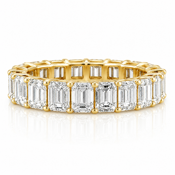 14k Yellow Gold Lab Grown Emerald Diamond Eternity Band 7.00ctw