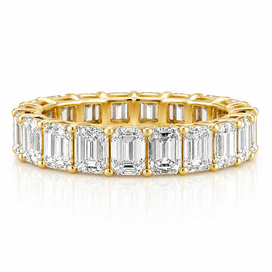 14k Yellow Gold Lab Grown Emerald Diamond Eternity Band 7.00ctw