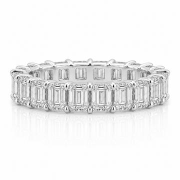14k White Gold Lab Grown Emerald Diamond Eternity Band 5.50ctw
