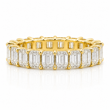 14k Yellow Gold Lab Grown Emerald Diamond Eternity Band 5.50ctw