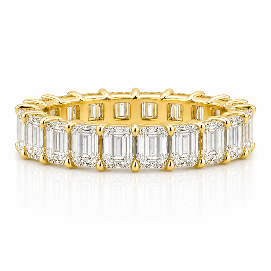 14k Yellow Gold Lab Grown Emerald Diamond Eternity Band 5.50ctw