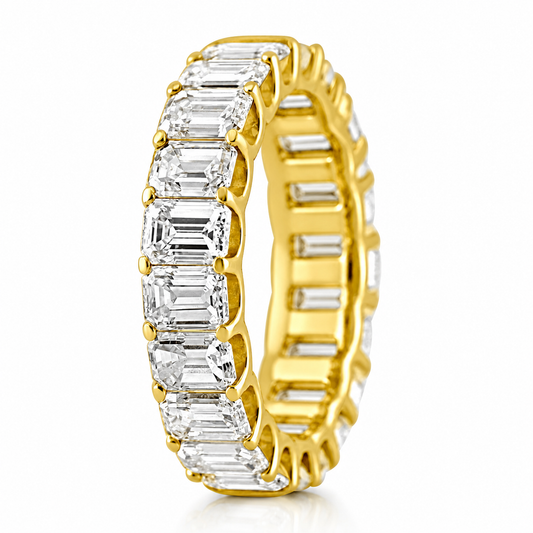 14k Yellow Gold Lab Grown Emerald Diamond Eternity Band 5.50ctw