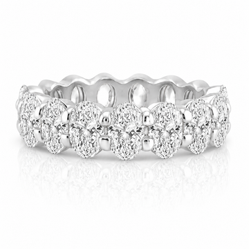 14k White Gold Lab Grown Oval Diamond Eternity Band 8.00ctw