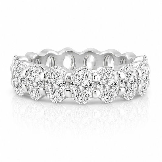 14k White Gold Lab Grown Oval Diamond Eternity Band 8.00ctw