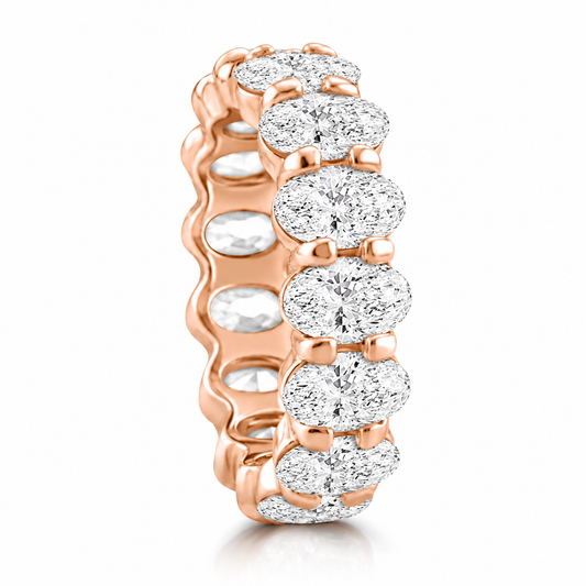 14k Rose Gold Lab Grown Oval Diamond Eternity Band 8.00ctw