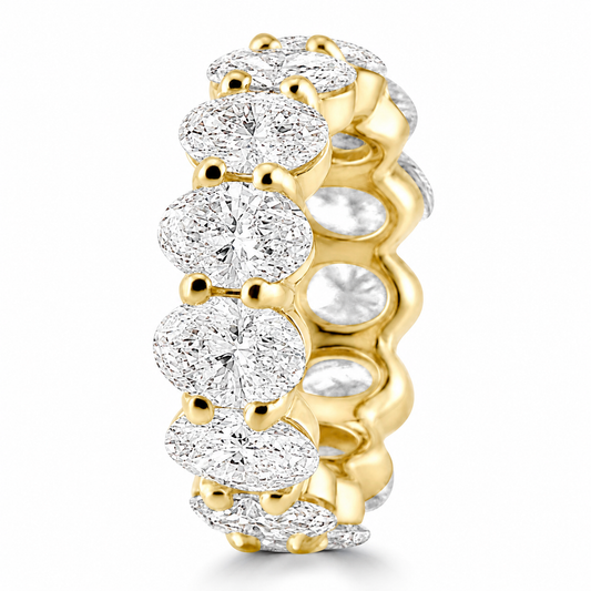 14k Yellow Gold Lab Grown Oval Diamond Eternity Band 9.00ctw