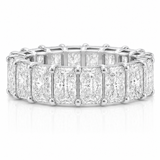 14k White Gold Lab Grown Radiant Diamond Eternity Band 8.50ctw